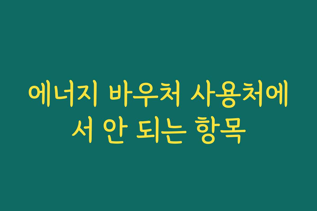 에너지 바우처 사용처에서 안 되는 항목