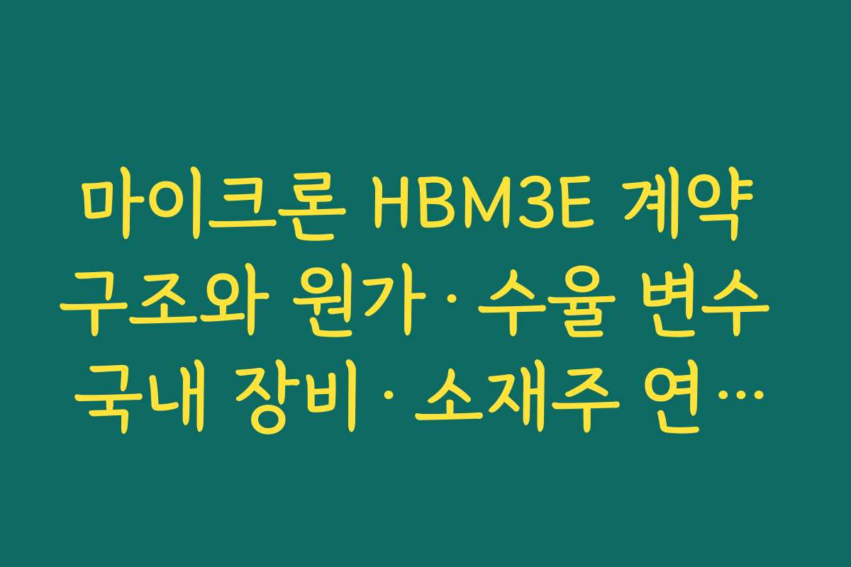 마이크론 HBM3E 계약 구조와 원가·수율 변수 국내 장비·소재주 연결고리