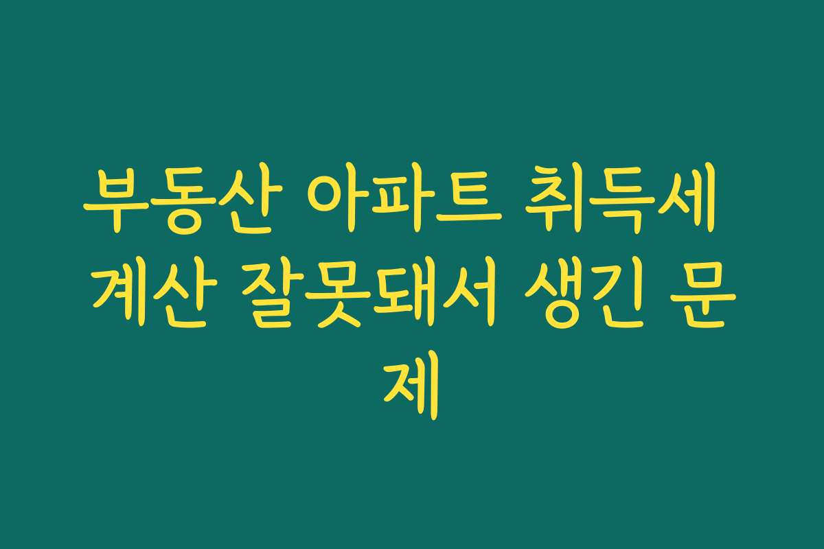 부동산 아파트 취득세 계산 잘못돼서 생긴 문제
