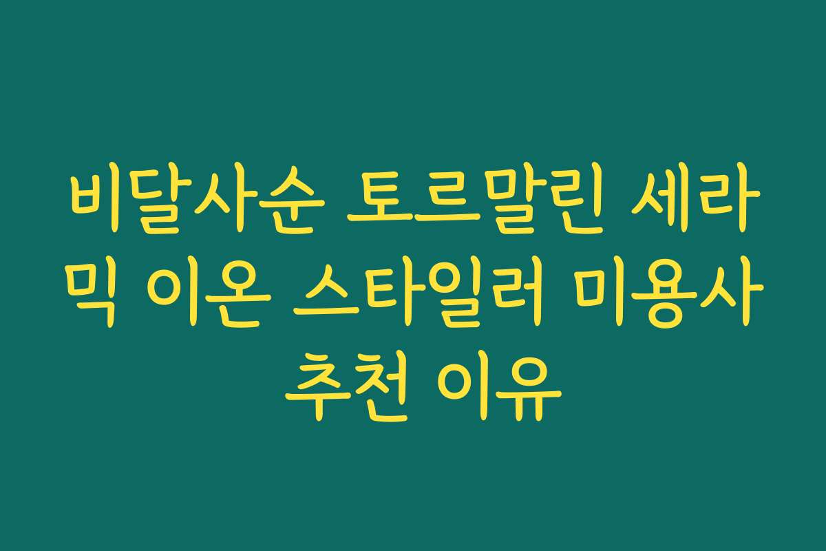 비달사순 토르말린 세라믹 이온 스타일러 미용사 추천 이유