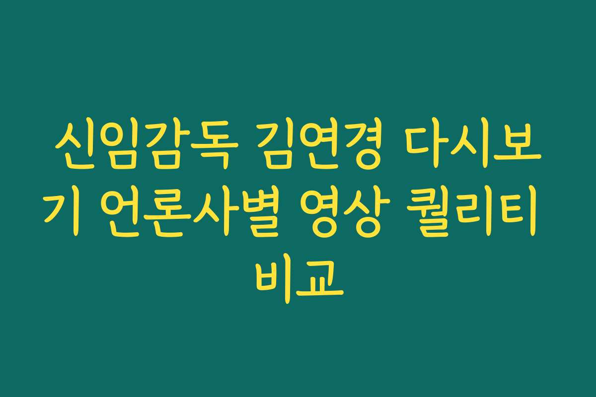 신임감독 김연경 다시보기 언론사별 영상 퀄리티 비교