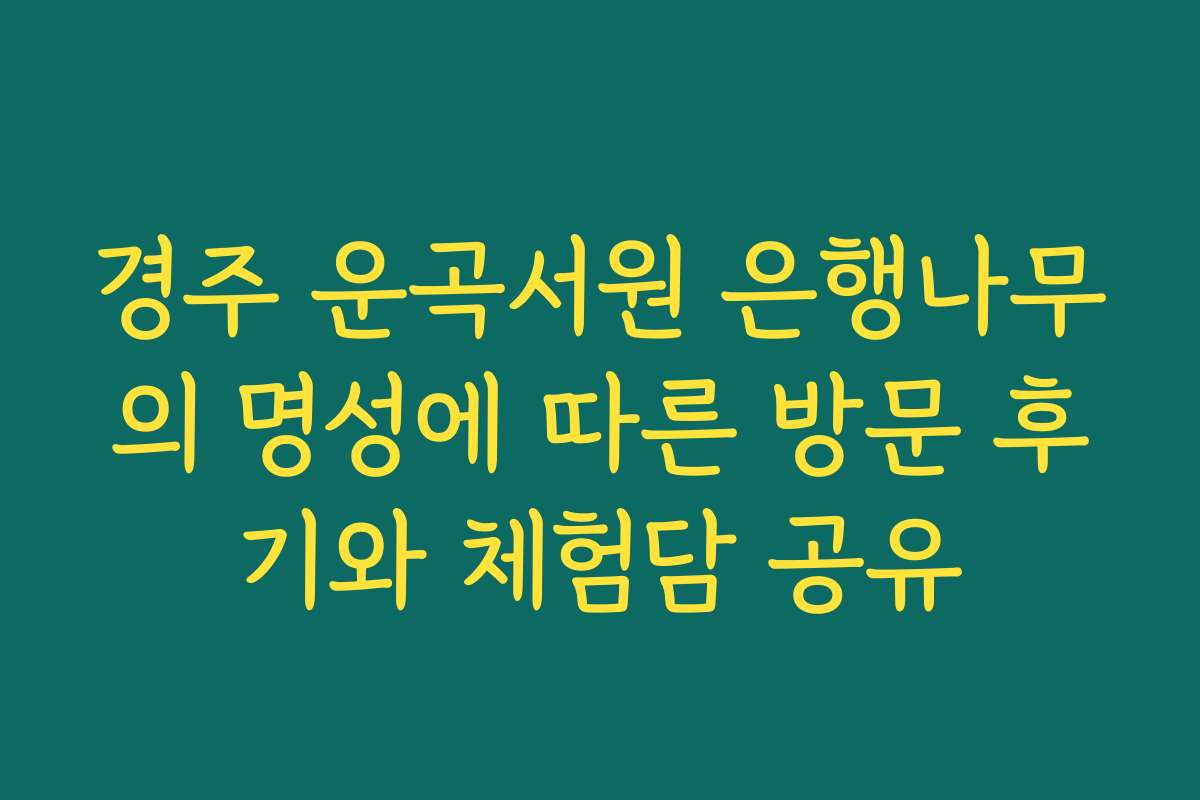 경주 운곡서원 은행나무의 명성에 따른 방문 후기와 체험담 공유