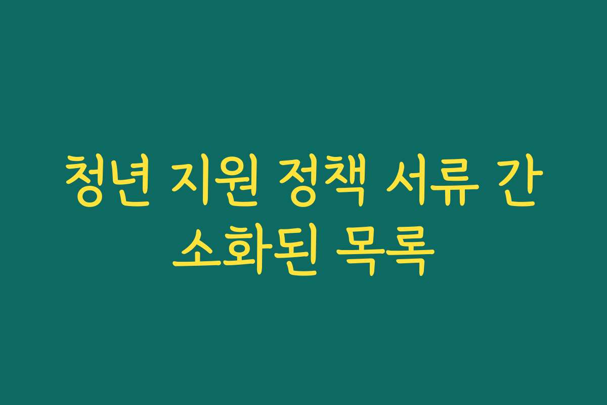 청년 지원 정책 서류 간소화된 목록