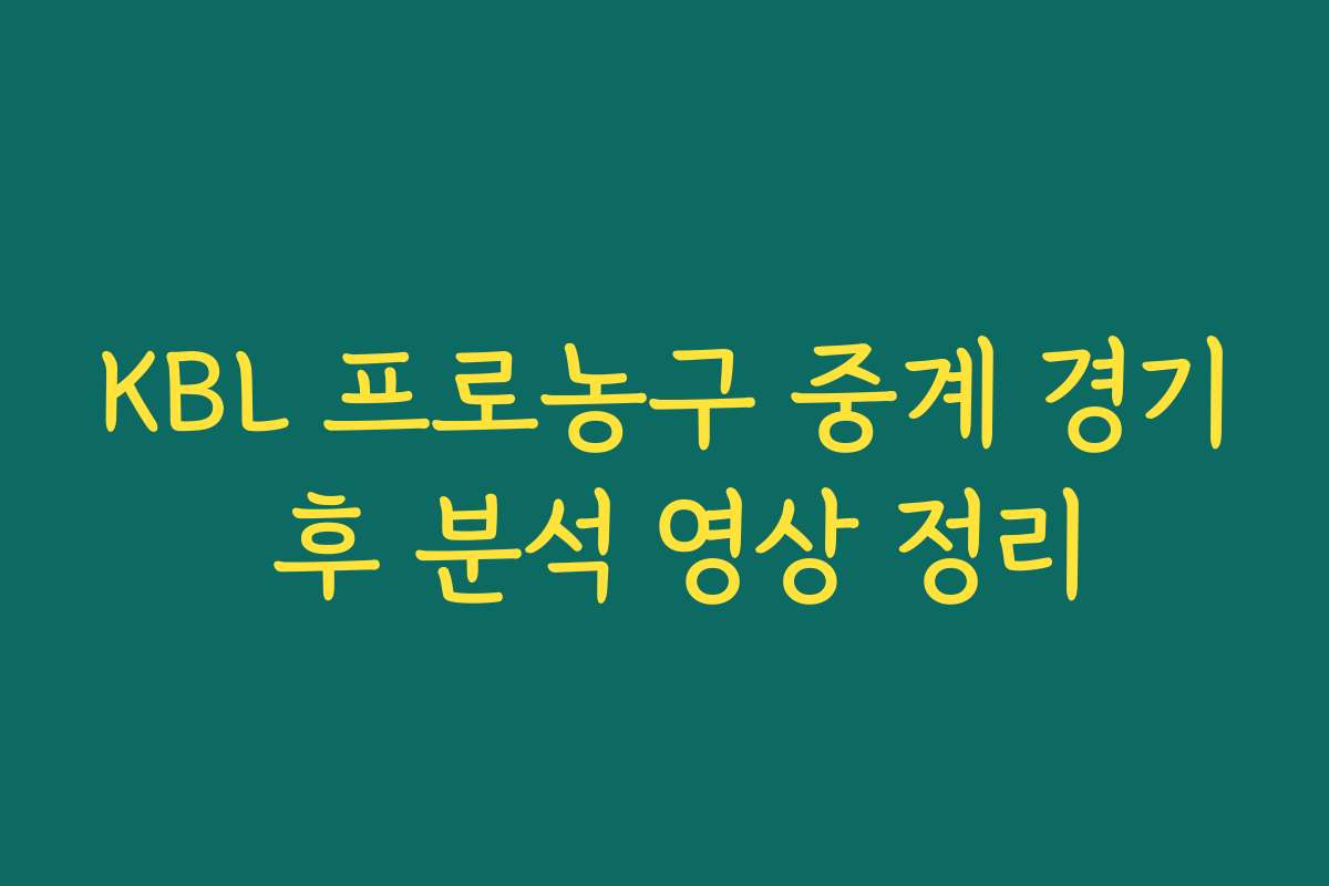 KBL 프로농구 중계 경기 후 분석 영상 정리