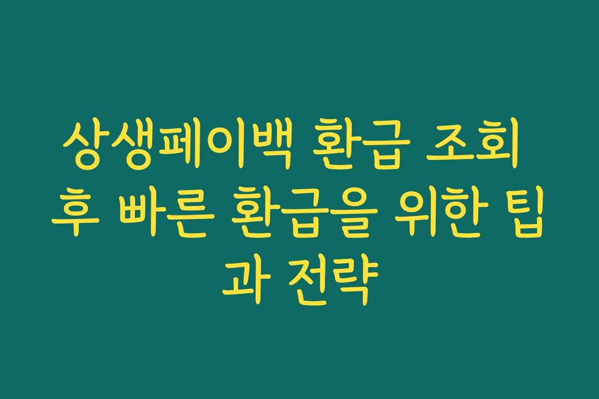 상생페이백 환급 조회 후 빠른 환급을 위한 팁과 전략