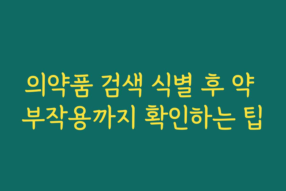 의약품 검색 식별 후 약 부작용까지 확인하는 팁