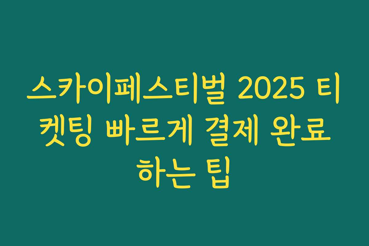스카이페스티벌 2025 티켓팅 빠르게 결제 완료하는 팁