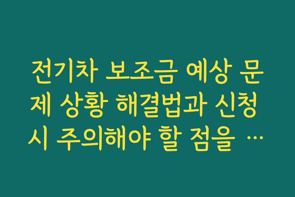 전기차 보조금 예상 문제 상황 해결법과 신청 시 주의해야 할 점을 안내합니다