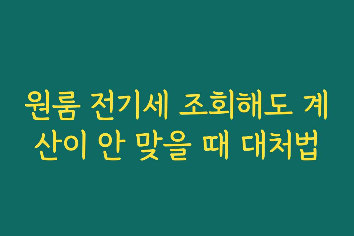 원룸 전기세 조회해도 계산이 안 맞을 때 대처법
