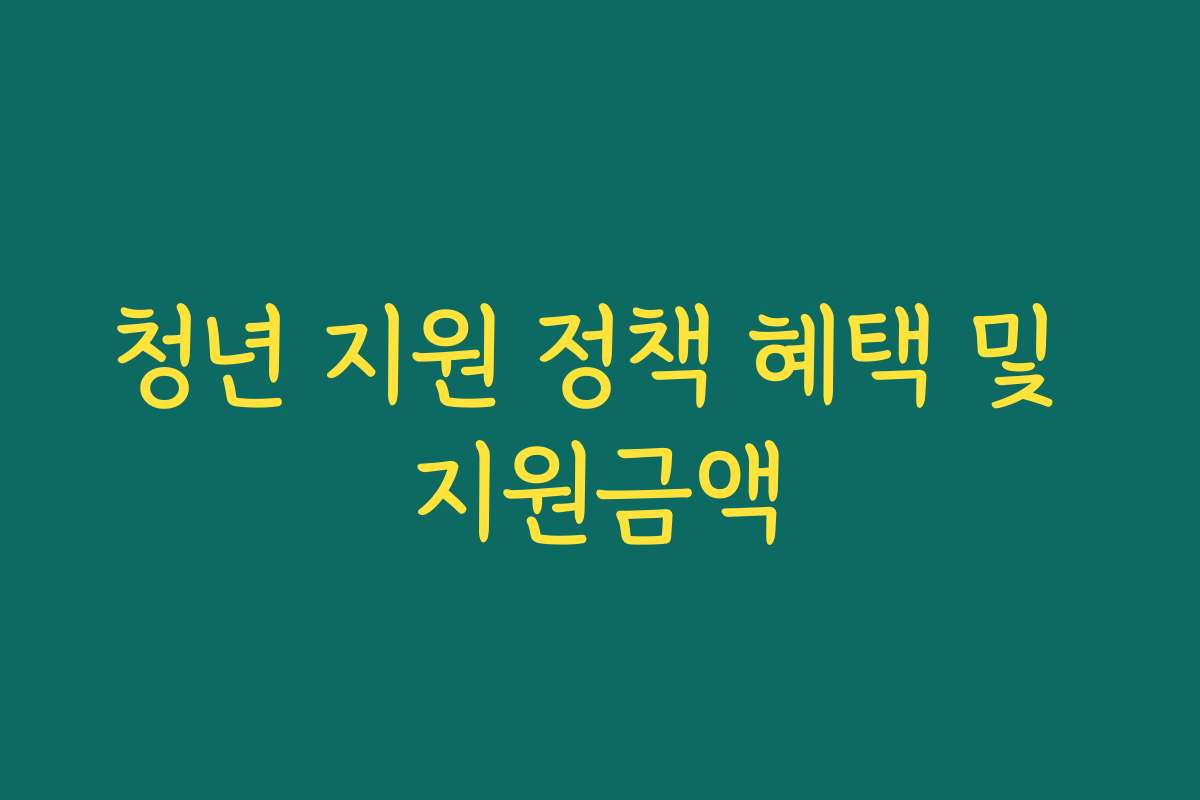 청년 지원 정책 혜택 및 지원금액