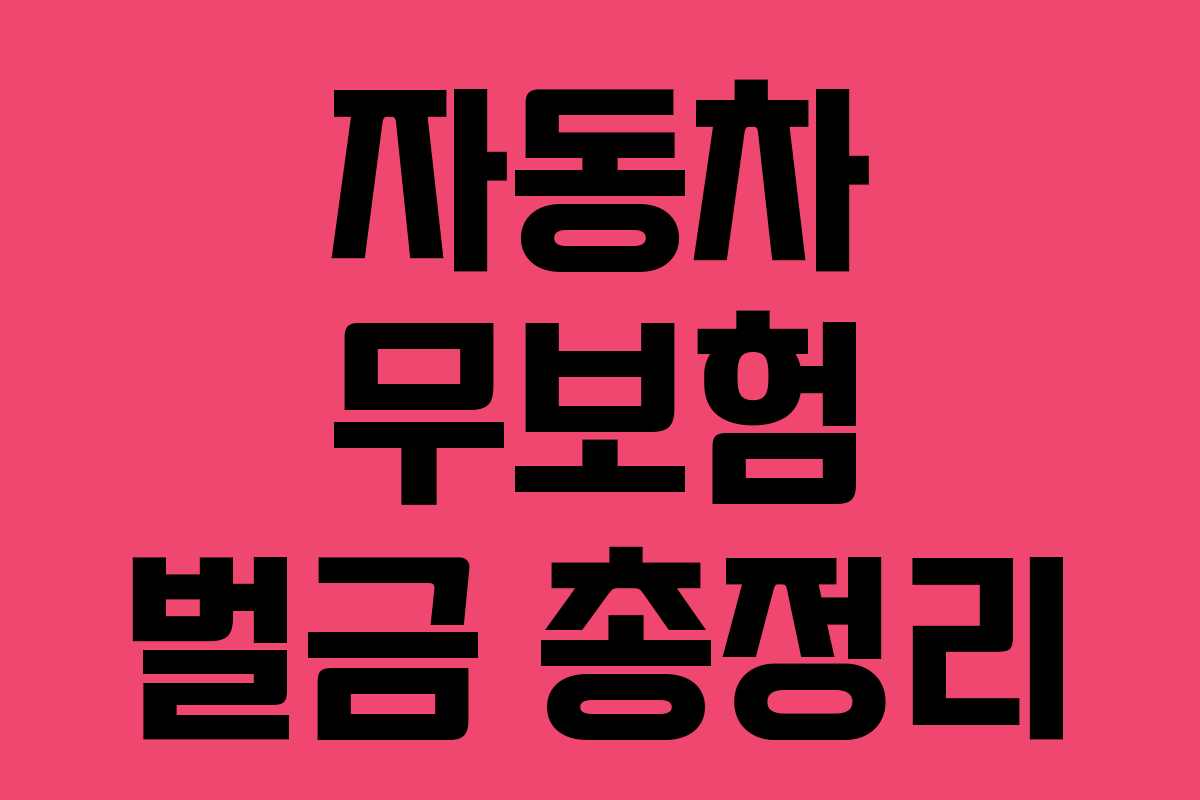 자동차 무보험 벌금 총정리 자동차 무보험 벌금 총정리