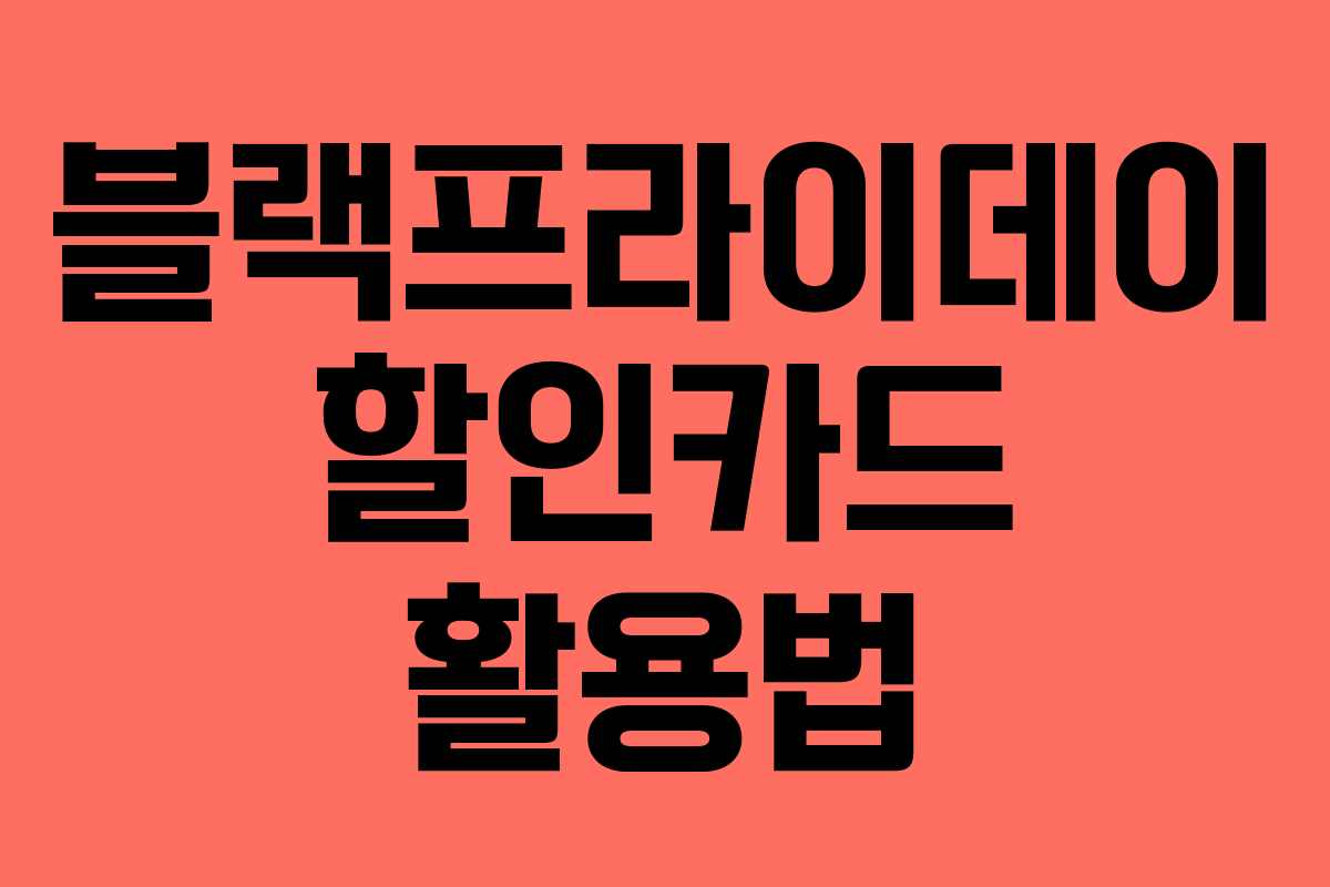 블랙프라이데이 할인카드 활용법 블랙프라이데이 할인카드 활용법