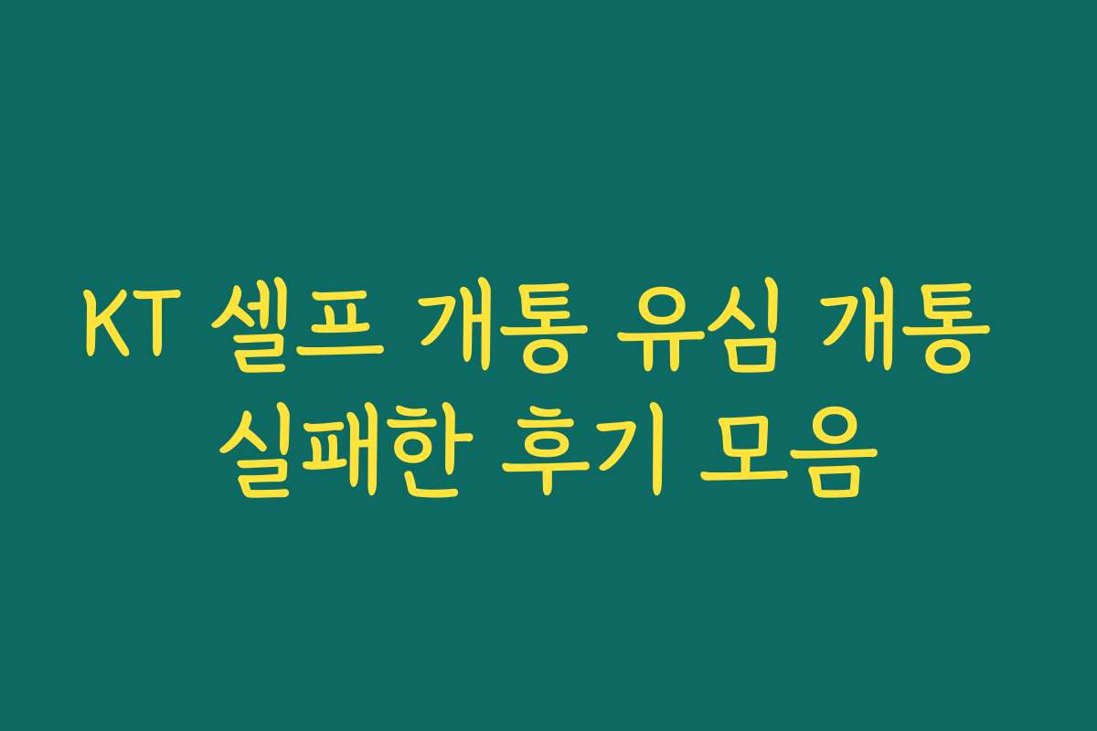 KT 셀프 개통 유심 개통 실패한 후기 모음
