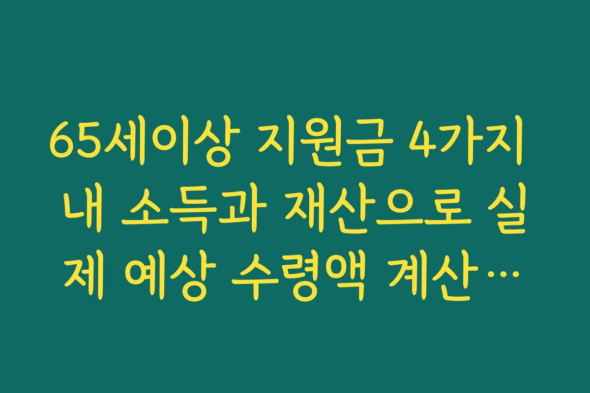 65세이상 지원금 4가지 내 소득과 재산으로 실제 예상 수령액 계산해보기
