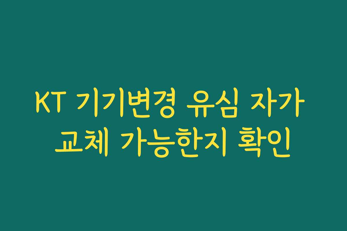 KT 기기변경 유심 자가 교체 가능한지 확인