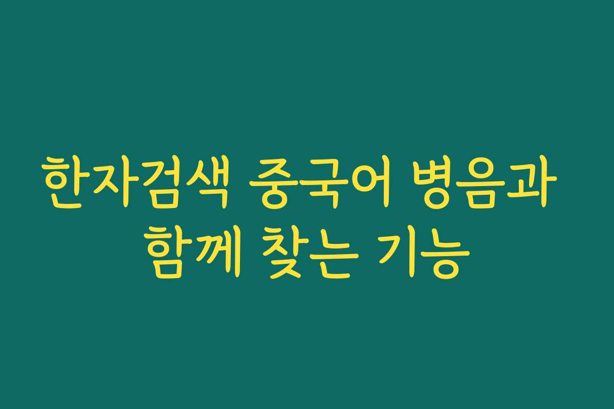 한자검색 중국어 병음과 함께 찾는 기능