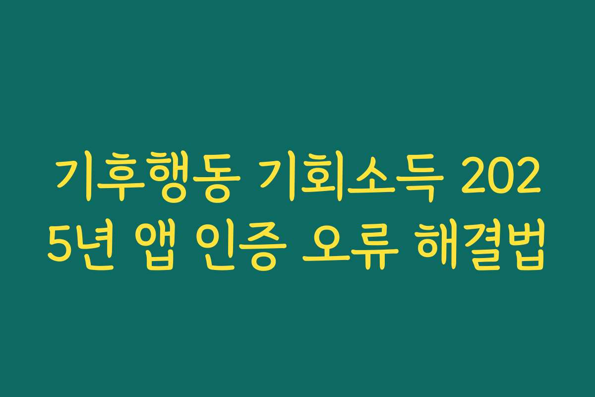 기후행동 기회소득 2025년 앱 인증 오류 해결법