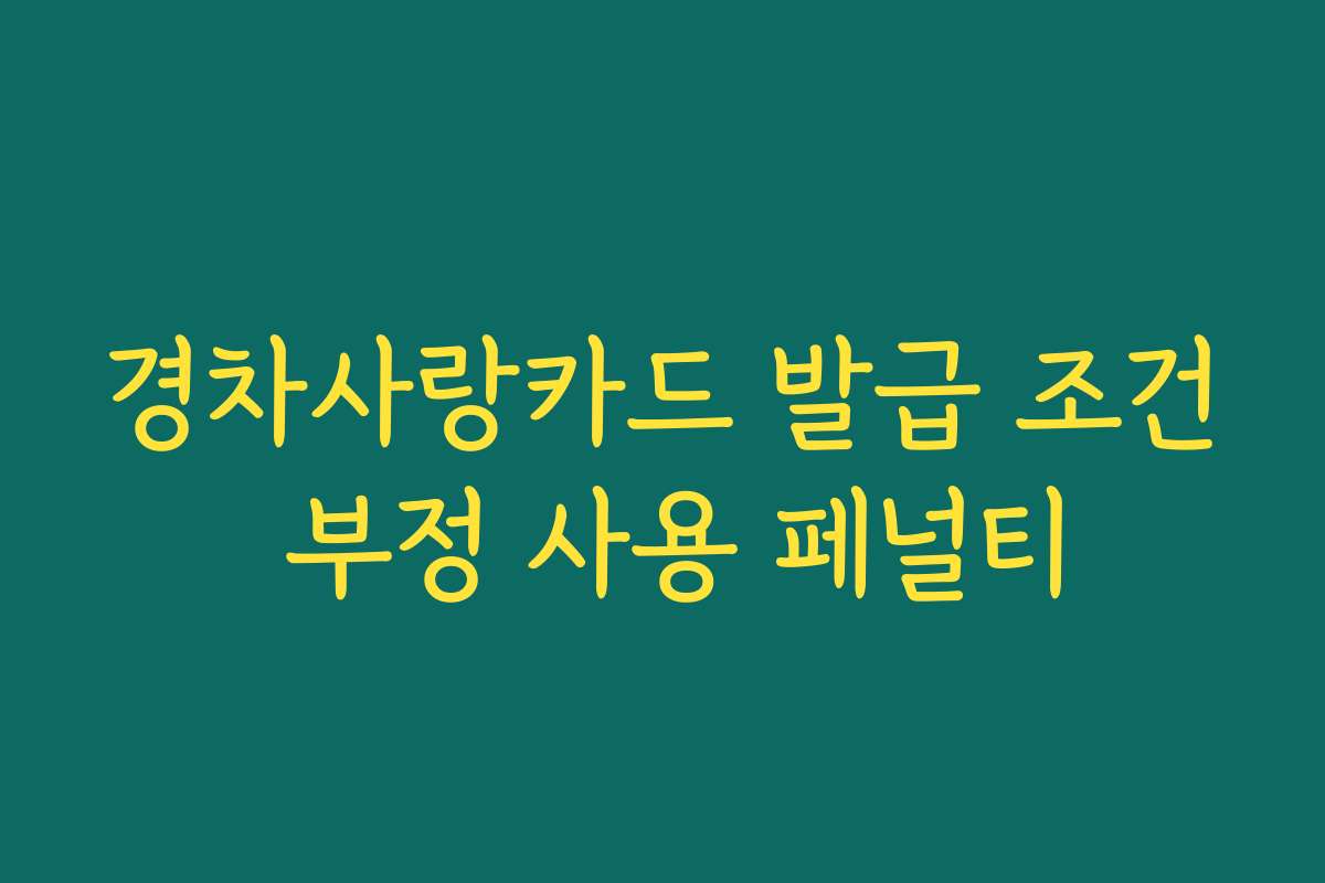 경차사랑카드 발급 조건 부정 사용 페널티