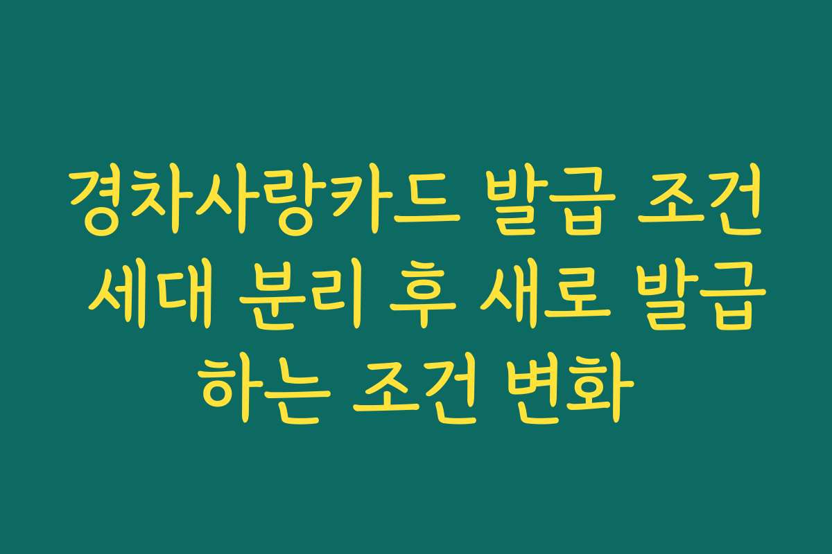 경차사랑카드 발급 조건 세대 분리 후 새로 발급하는 조건 변화