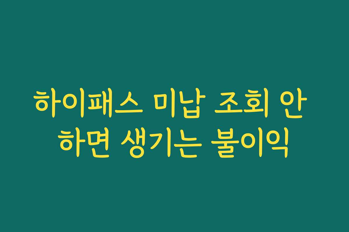 하이패스 미납 조회 안 하면 생기는 불이익