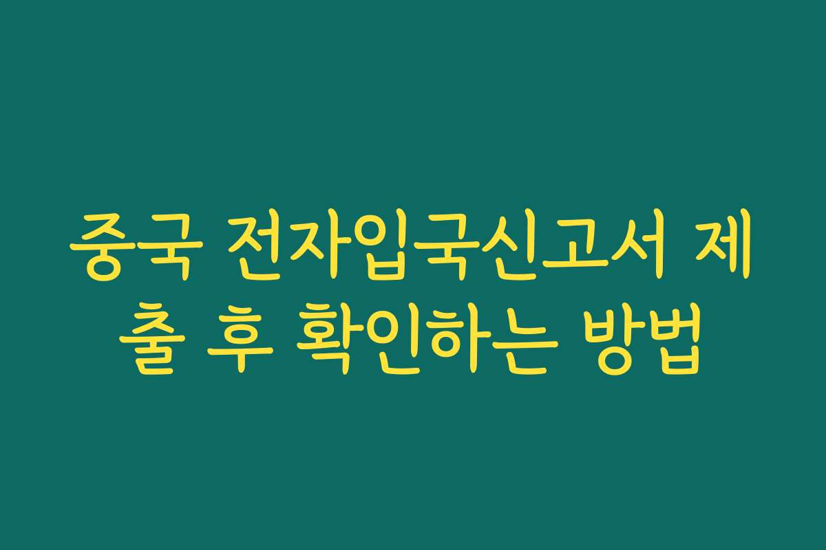 중국 전자입국신고서 제출 후 확인하는 방법