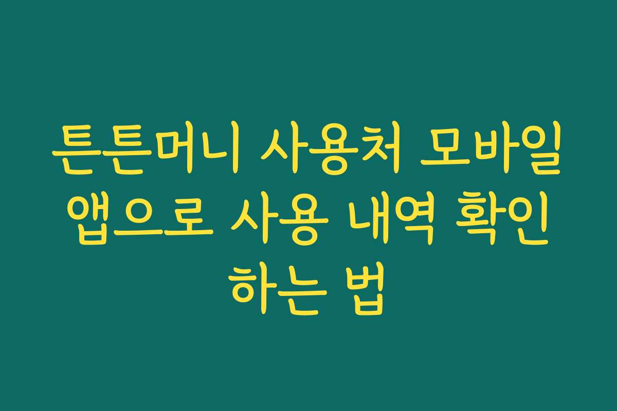 튼튼머니 사용처 모바일앱으로 사용 내역 확인하는 법