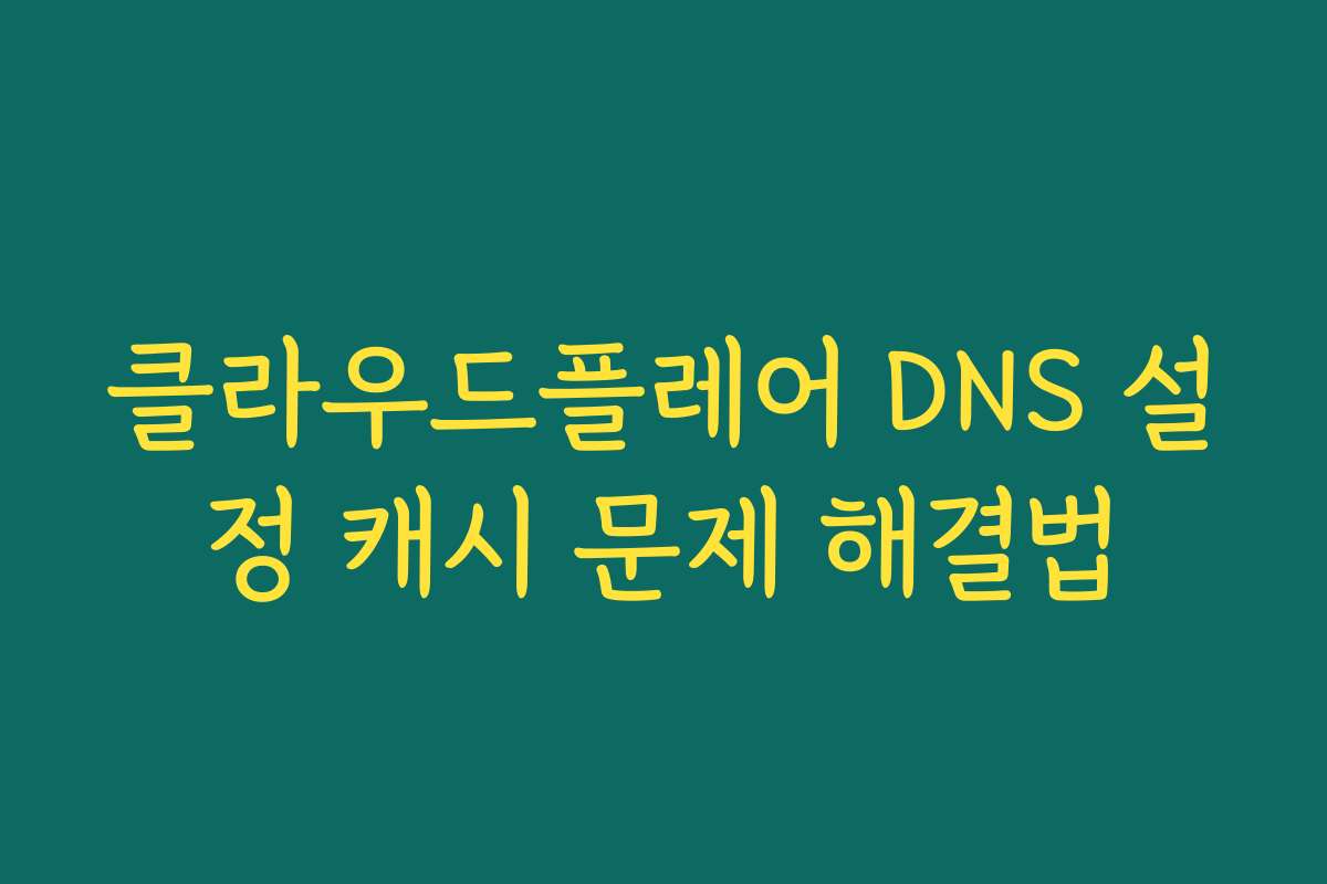 클라우드플레어 DNS 설정 캐시 문제 해결법