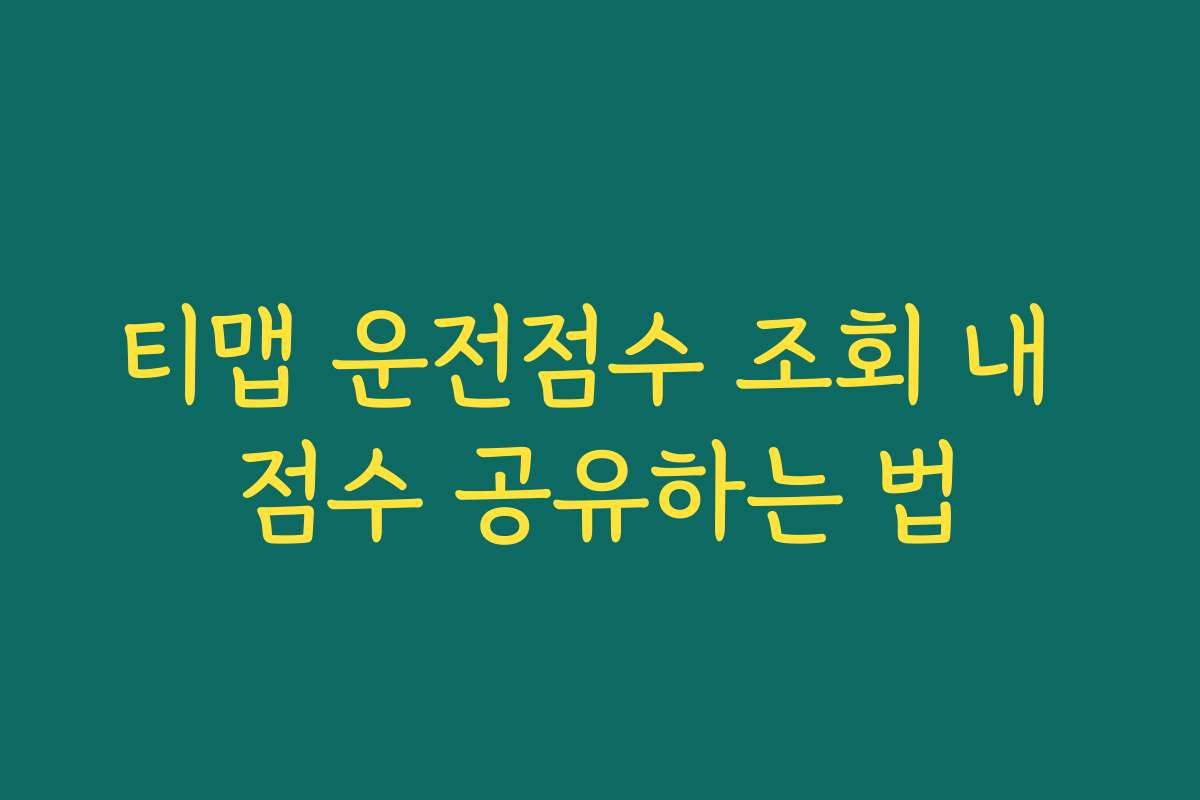 티맵 운전점수 조회 내 점수 공유하는 법
