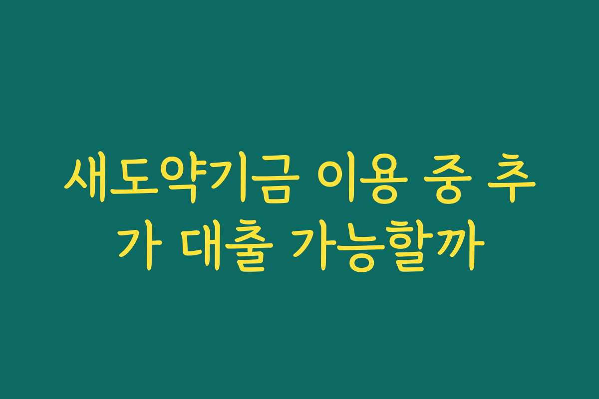 새도약기금 이용 중 추가 대출 가능할까