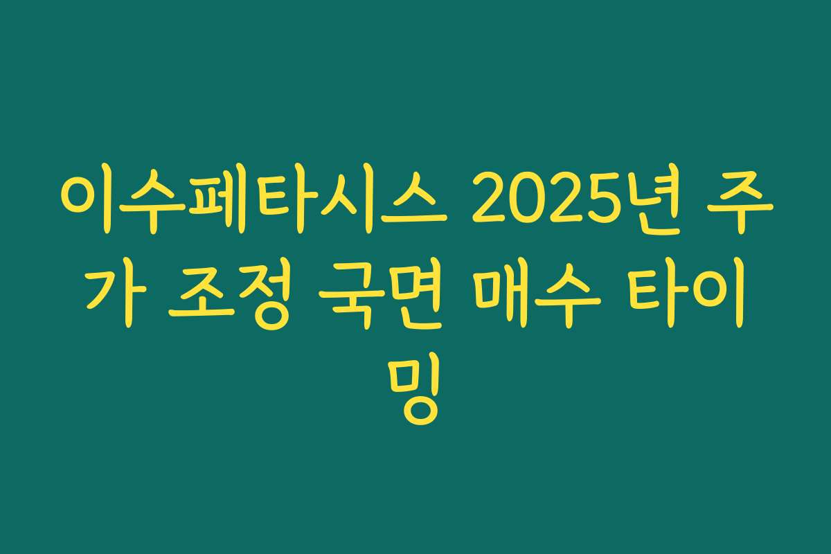 이수페타시스 2025년 주가 조정 국면 매수 타이밍