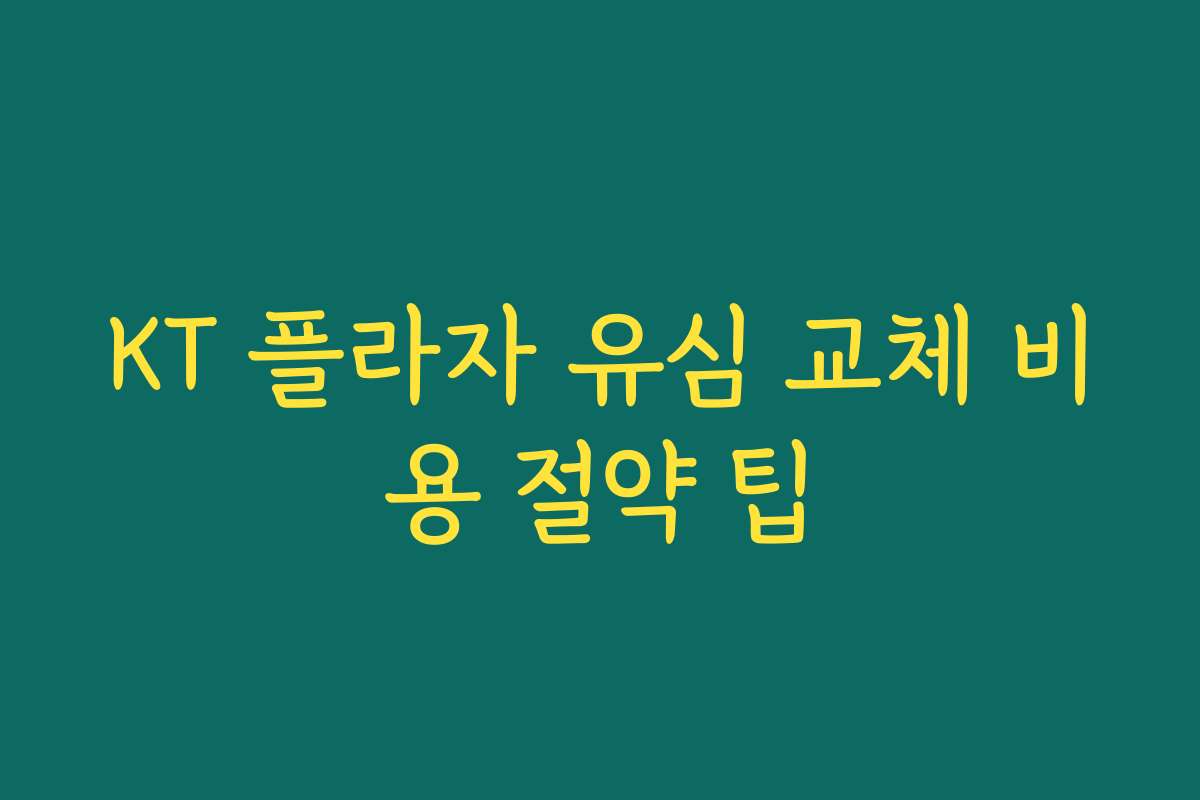 KT 플라자 유심 교체 비용 절약 팁