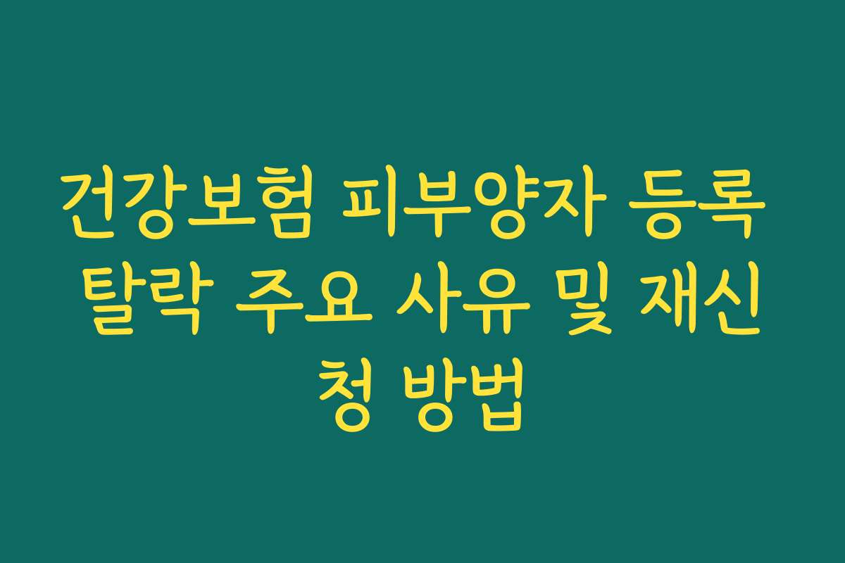 건강보험 피부양자 등록 탈락 주요 사유 및 재신청 방법