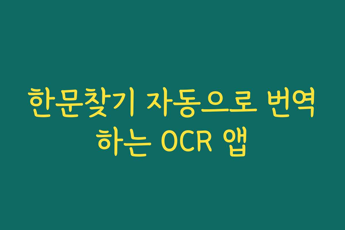 한문찾기 자동으로 번역하는 OCR 앱
