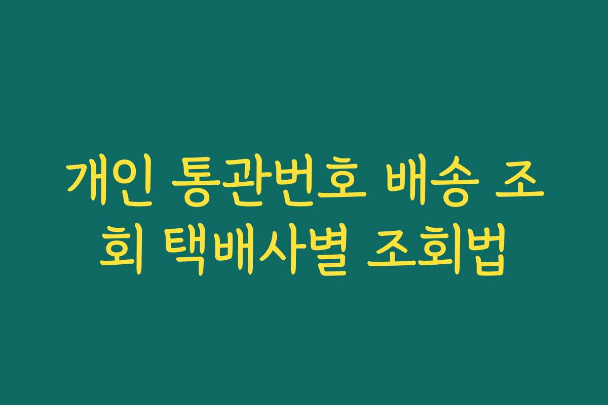 개인 통관번호 배송 조회 택배사별 조회법