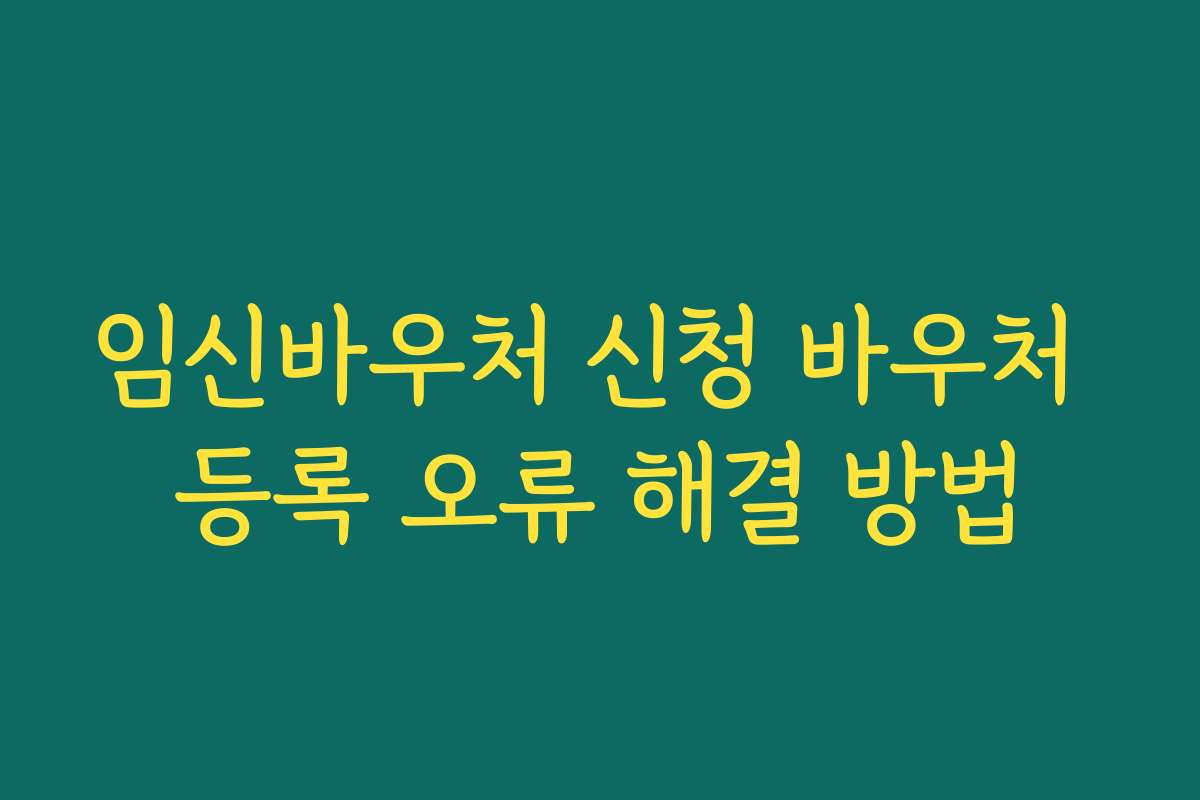 임신바우처 신청 바우처 등록 오류 해결 방법