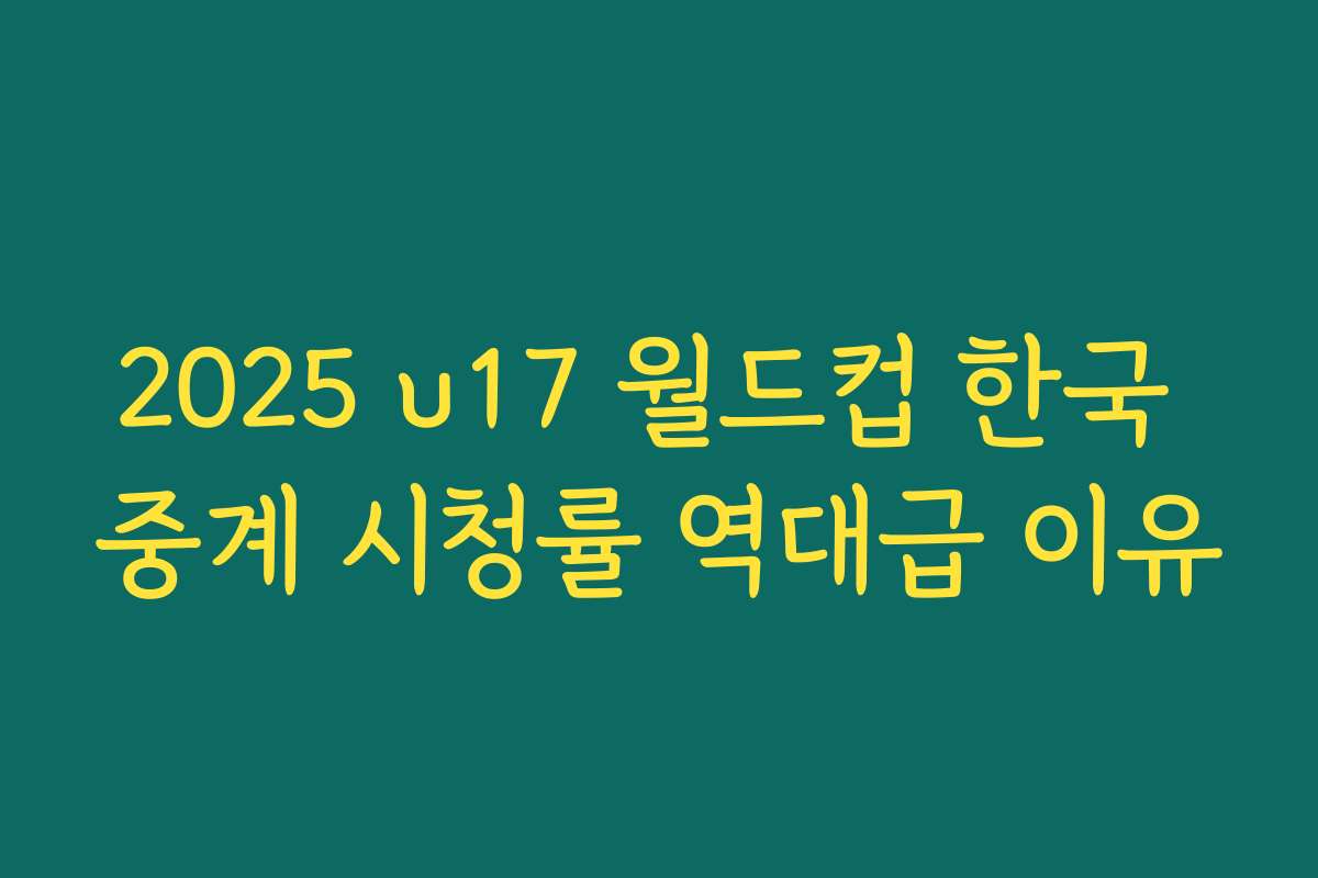 2025 u17 월드컵 한국 중계 시청률 역대급 이유