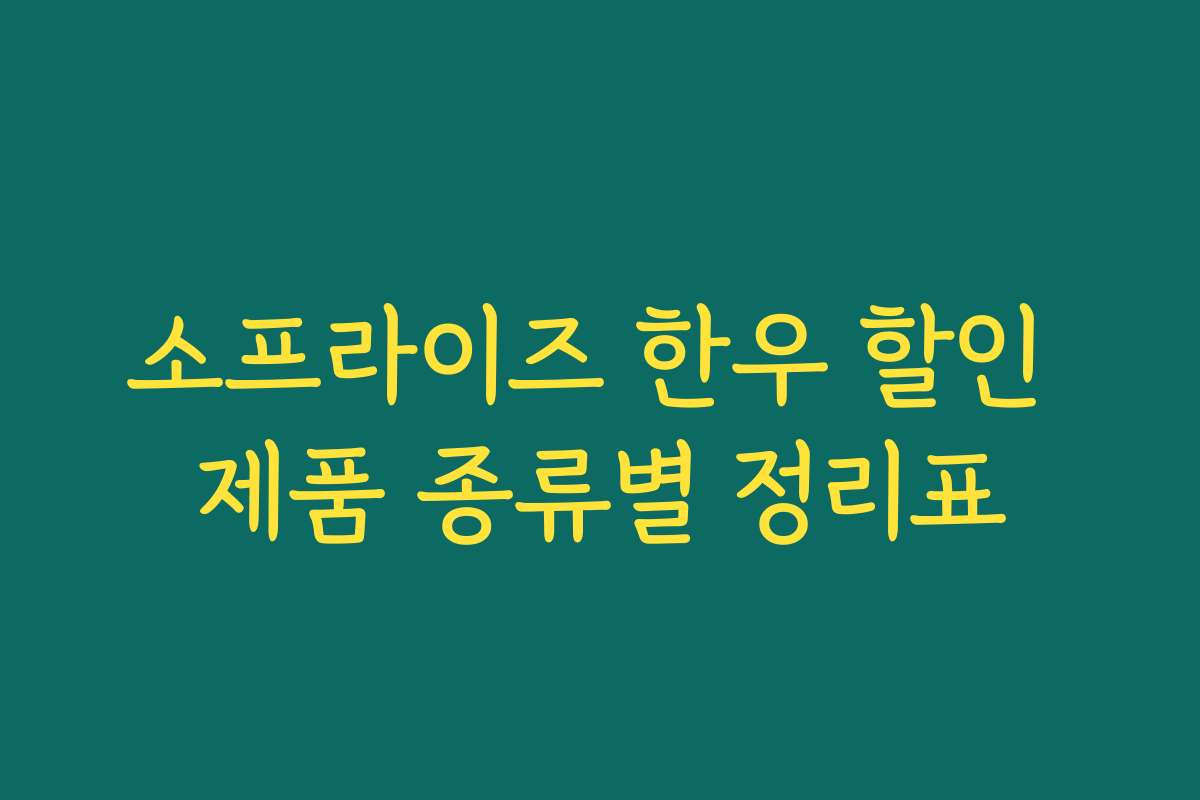 소프라이즈 한우 할인 제품 종류별 정리표