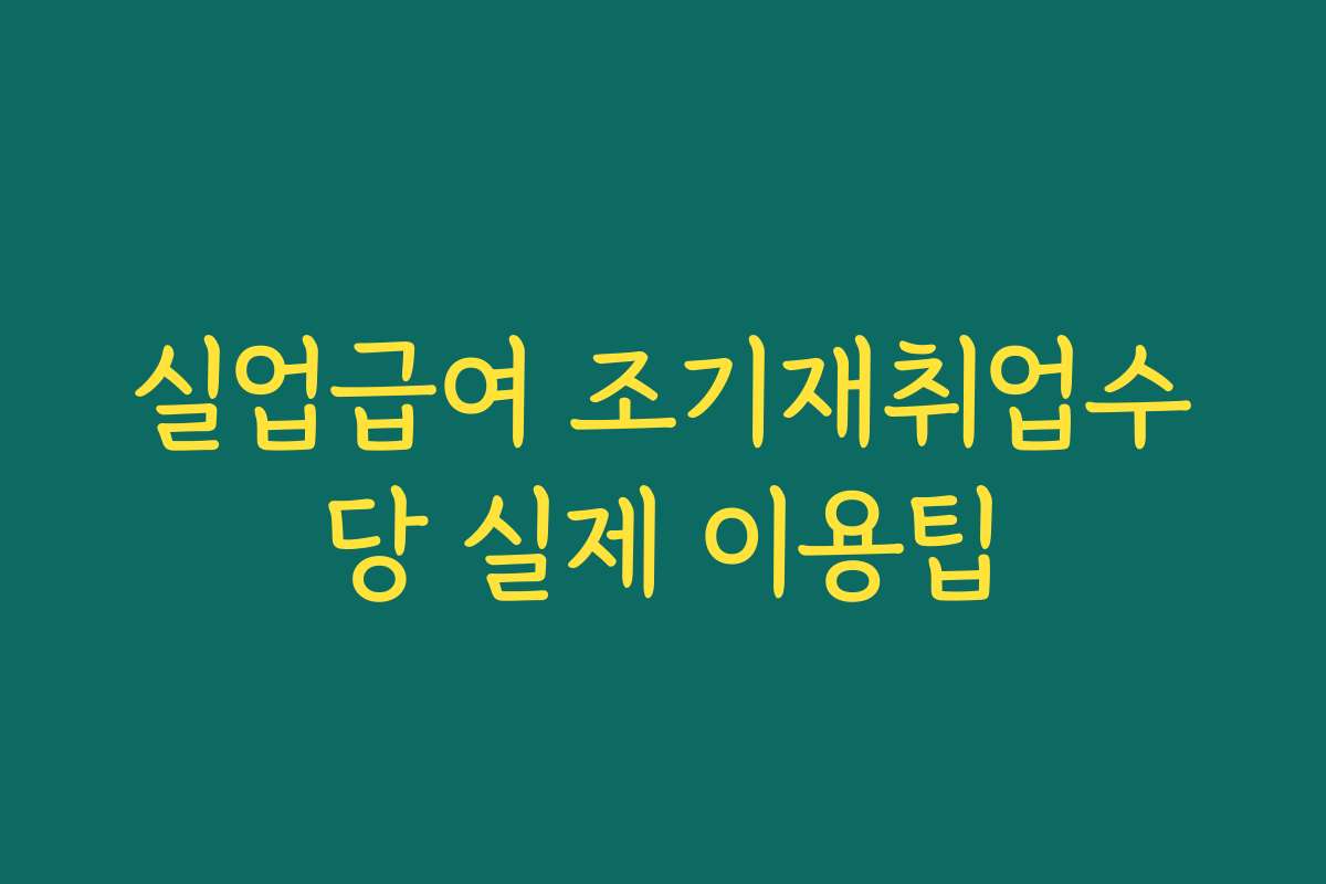 실업급여 조기재취업수당 실제 이용팁