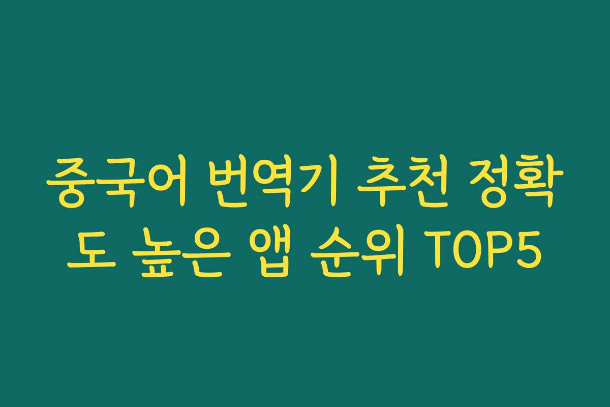 중국어 번역기 추천 정확도 높은 앱 순위 TOP5