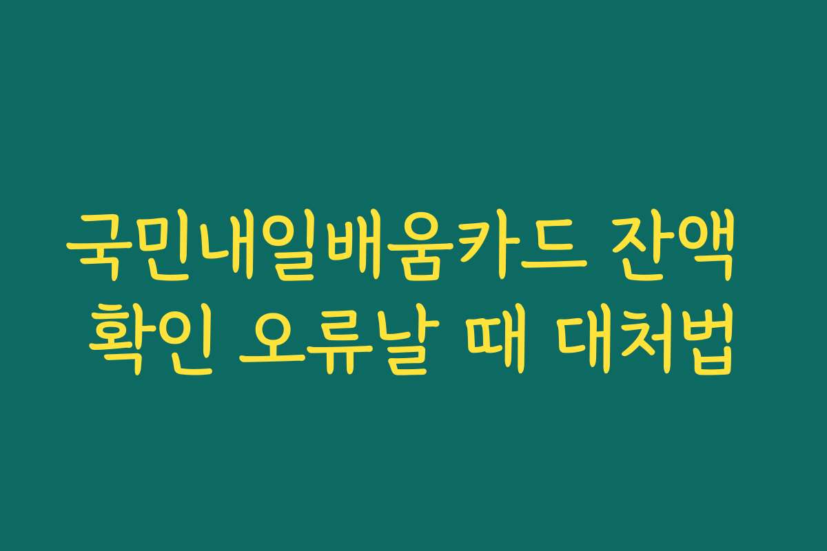 국민내일배움카드 잔액 확인 오류날 때 대처법