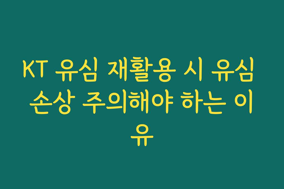KT 유심 재활용 시 유심 손상 주의해야 하는 이유