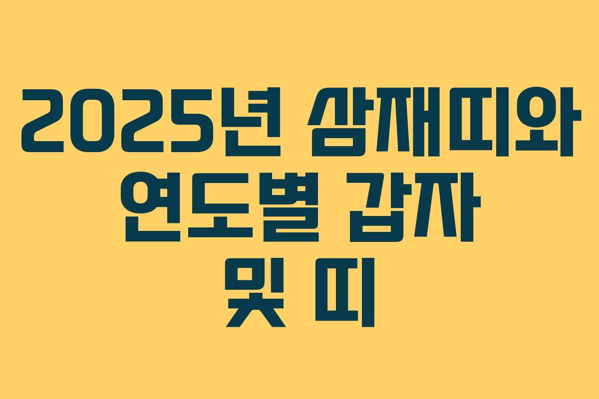 2025년 삼재띠와 연도별 갑자 및 띠