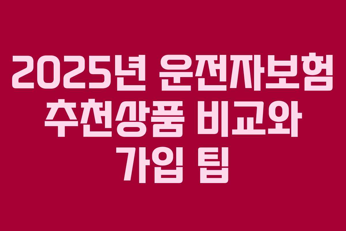 2025년 운전자보험 추천상품 비교와 가입 팁
