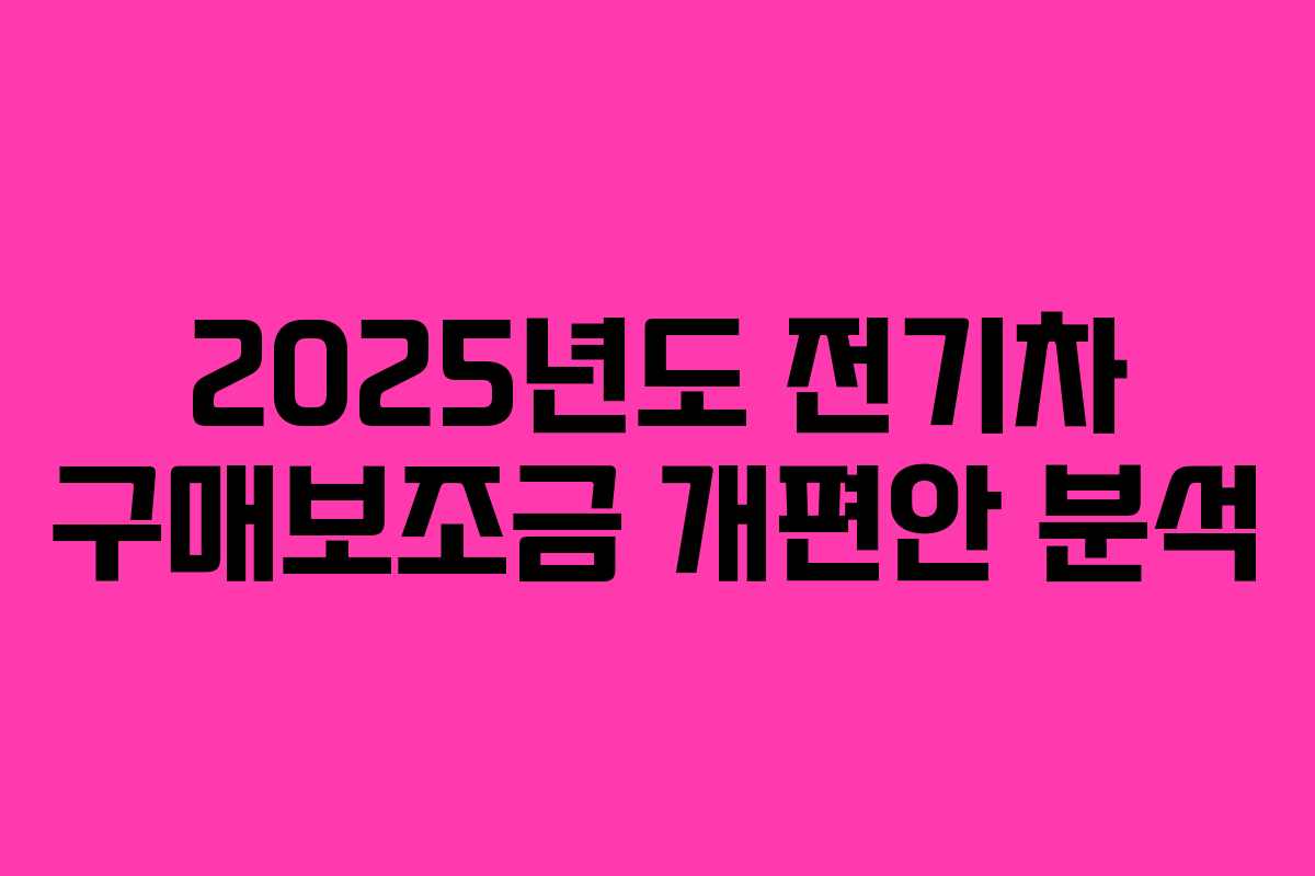 2025년도 전기차 구매보조금 개편안 분석