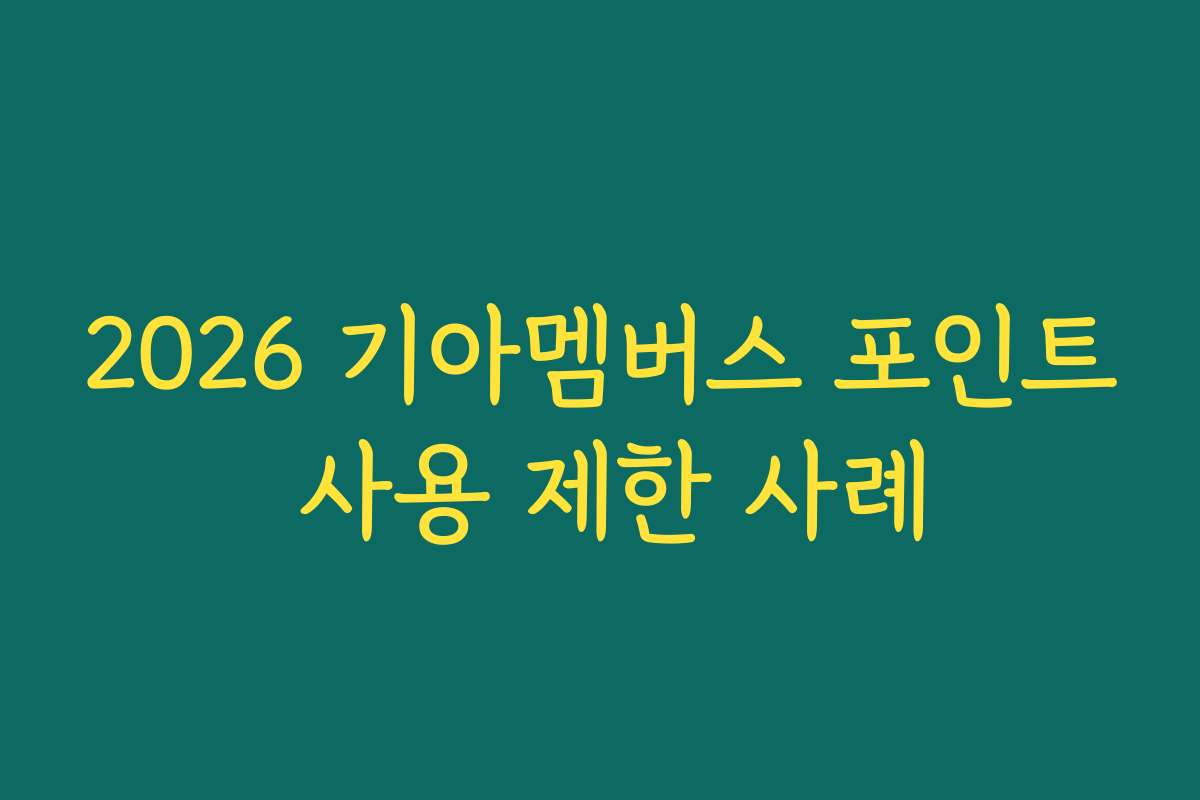2026 기아멤버스 포인트 사용 제한 사례