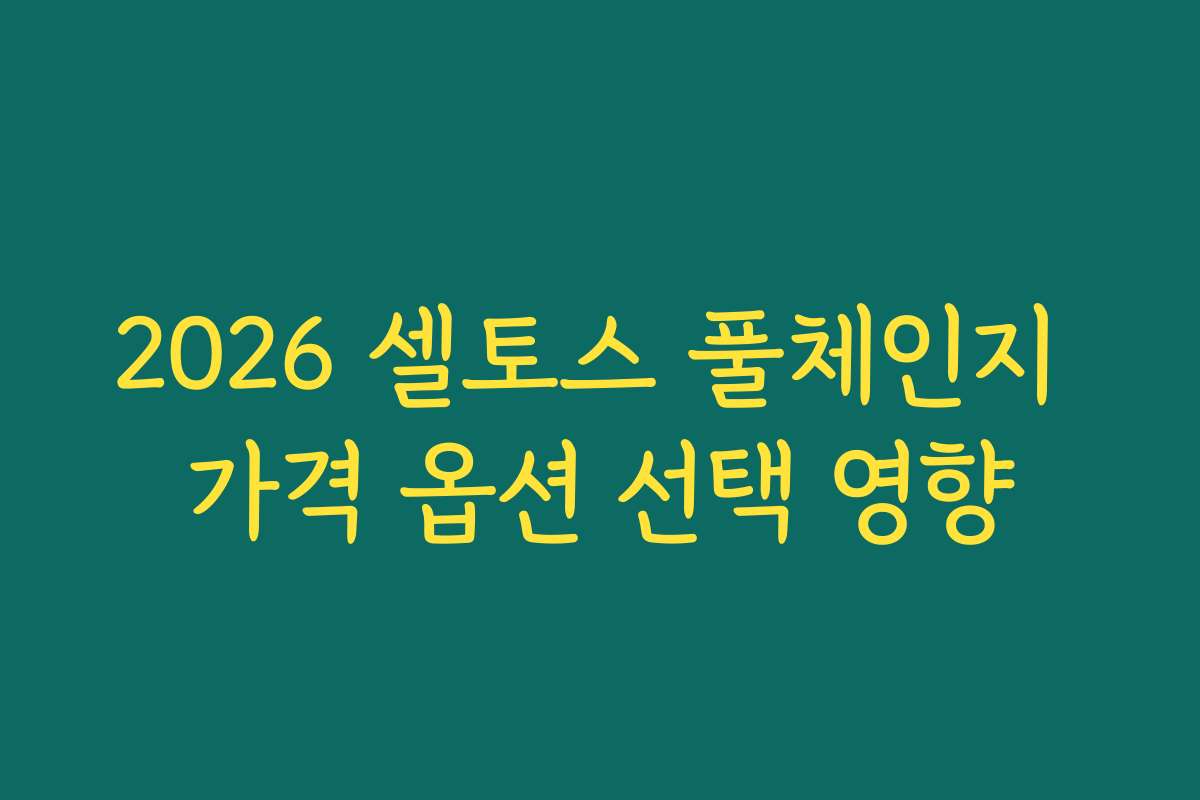 2026 셀토스 풀체인지 가격 옵션 선택 영향