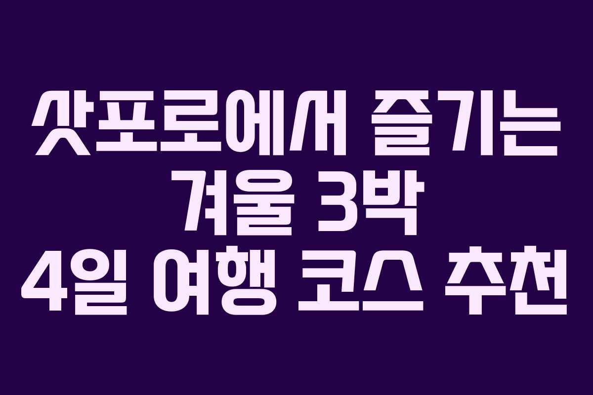 삿포로에서 즐기는 겨울 3박 4일 여행 코스 추천