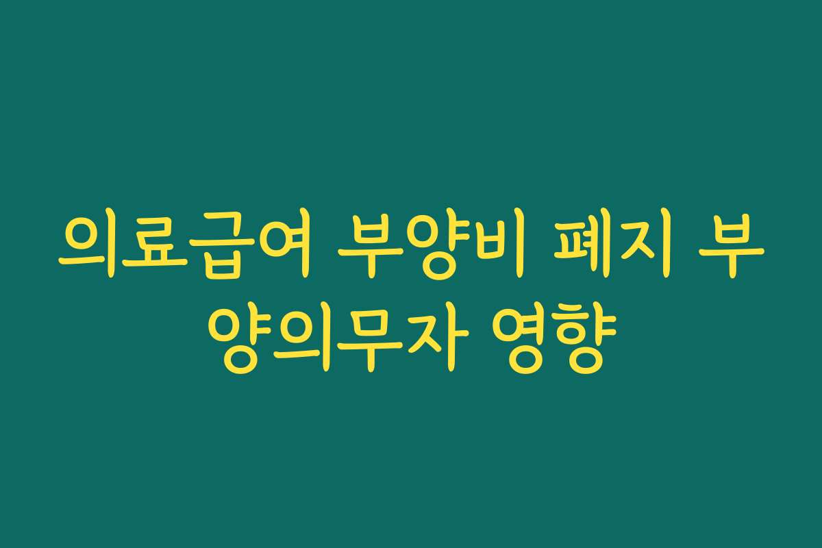 의료급여 부양비 폐지 부양의무자 영향