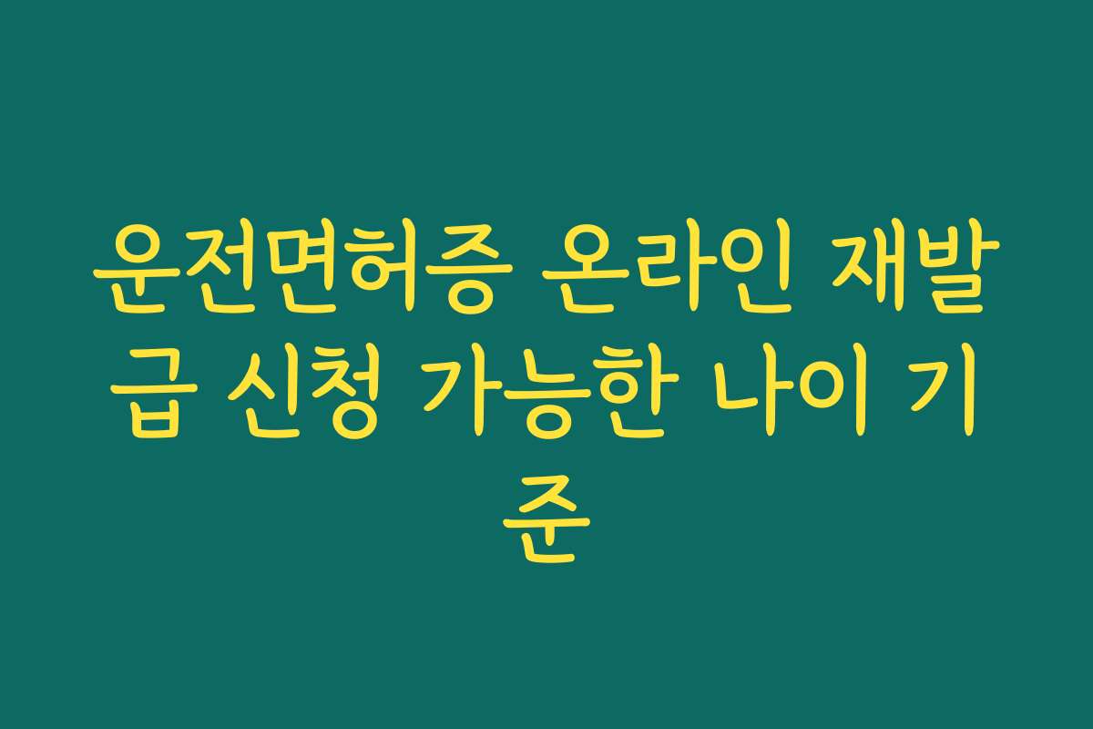 운전면허증 온라인 재발급 신청 가능한 나이 기준