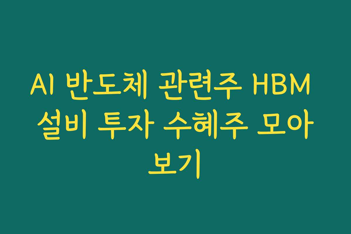 AI 반도체 관련주 HBM 설비 투자 수혜주 모아보기